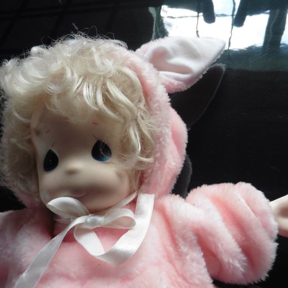 Vintage Precious Moments Heather Doll In Pink Bunny Outfit. 16" - Picture 2 of 8